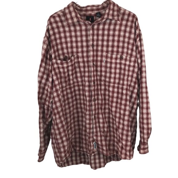 Levis Vintage Men's XL Red Cotton Plaid Flannel Button Up Shirt Work Wear - Picture 1 of 4
